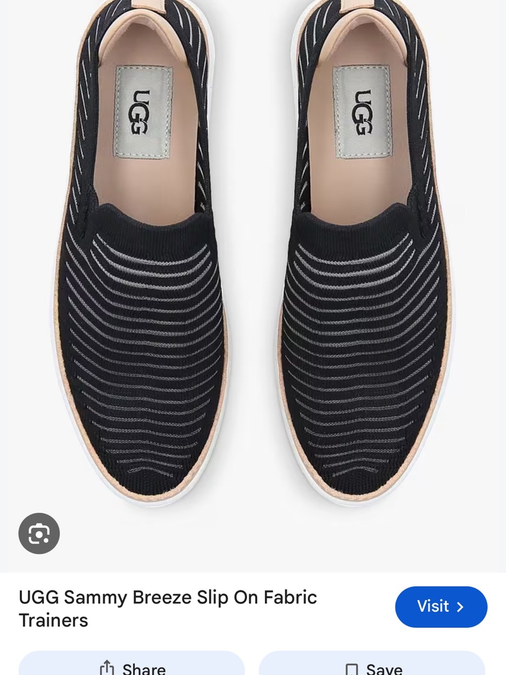 UGG Sammy Breeze Slip-On Sneakers in Black with Cream Trim